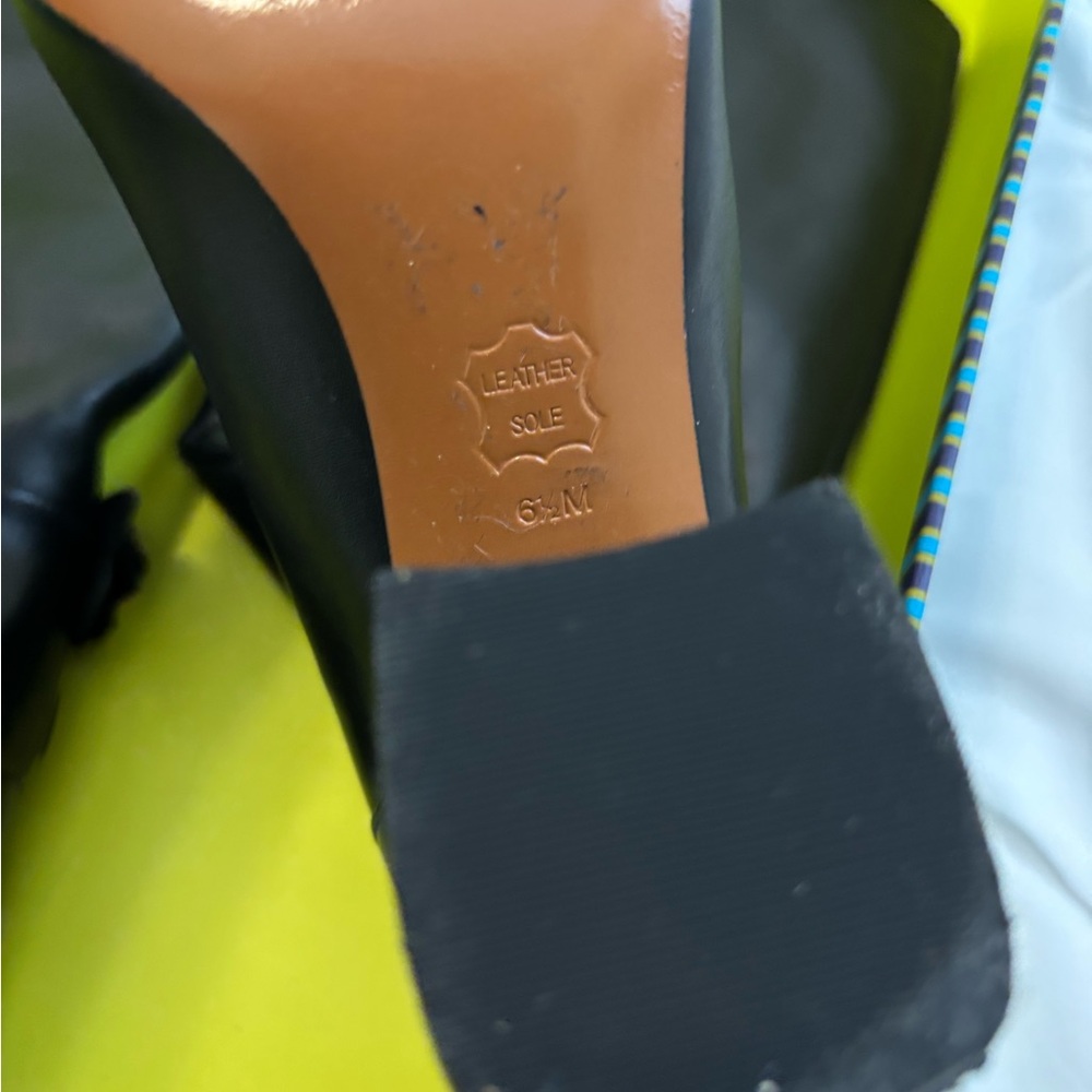 Tory Burch Black Knee-High Block Heel Boots with Gold Chain - Picture 2 of 3